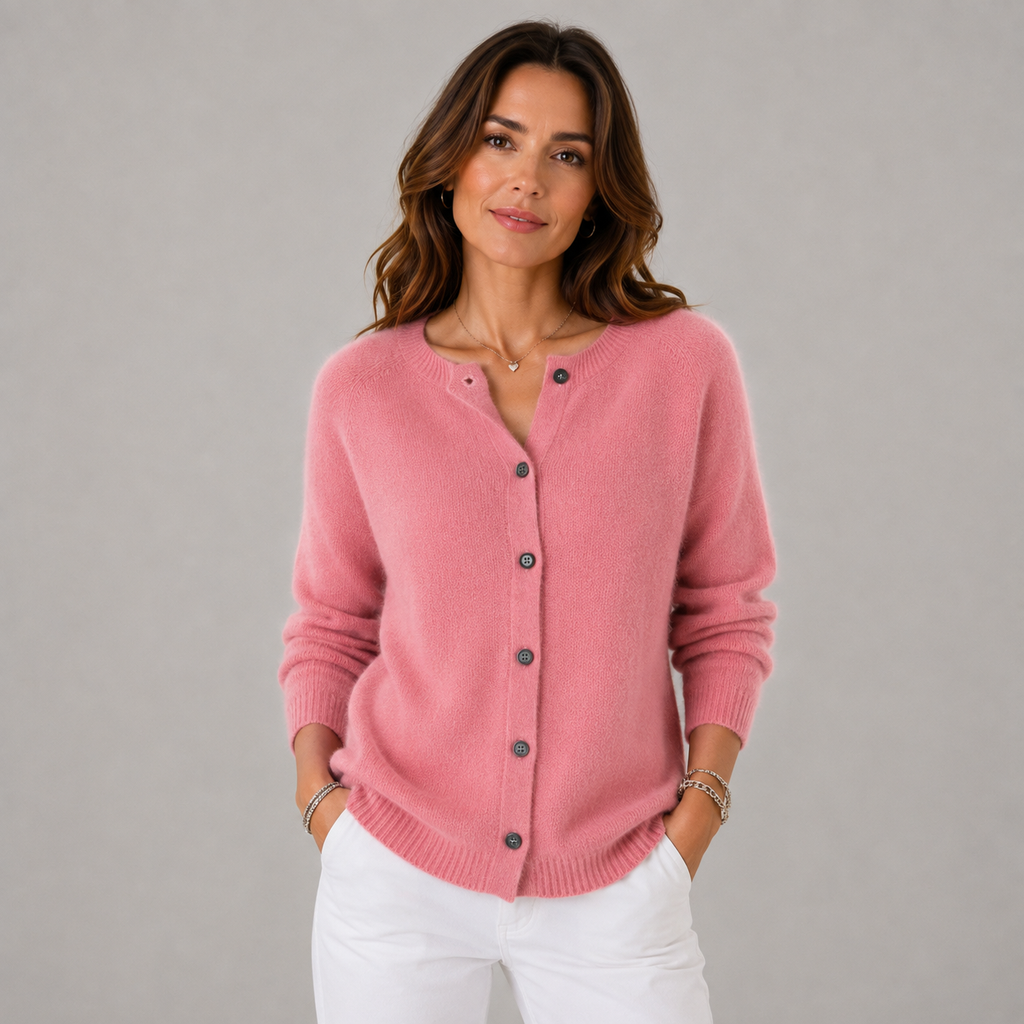 Elise Women's Soft Button-Up Sweater, front view