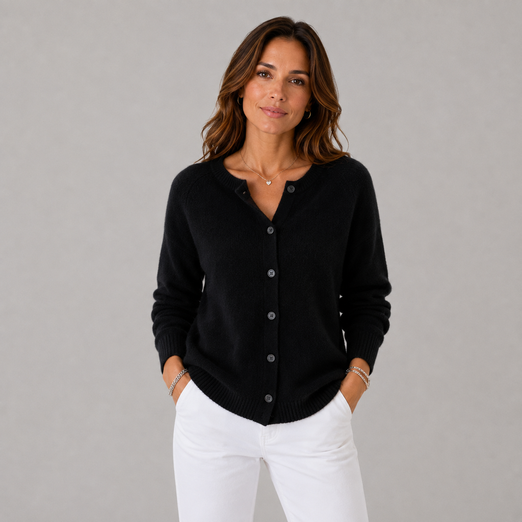 Elise Women's Soft Button-Up Sweater, full length