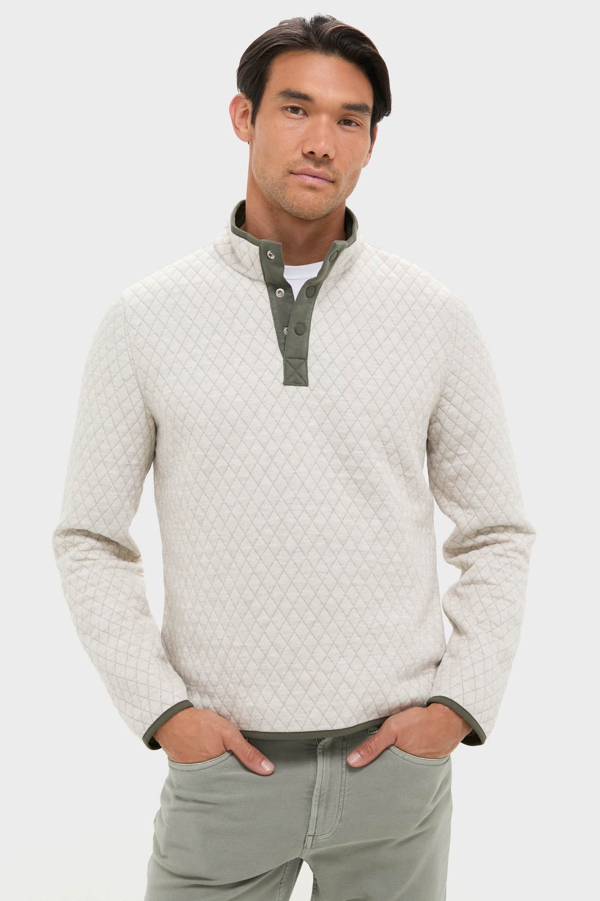 Oatmeal Olive  Reversible Pullover
