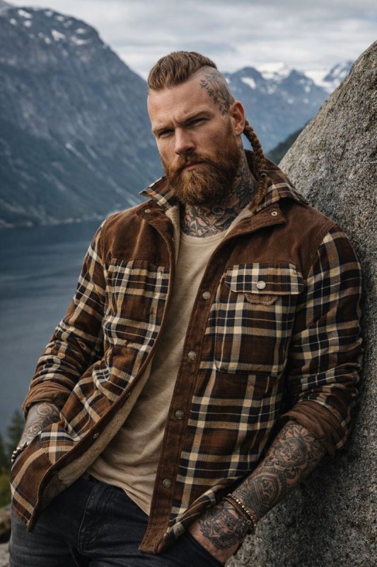 Men's Plaid Button-Front Jacket with Lined Interior, front view
