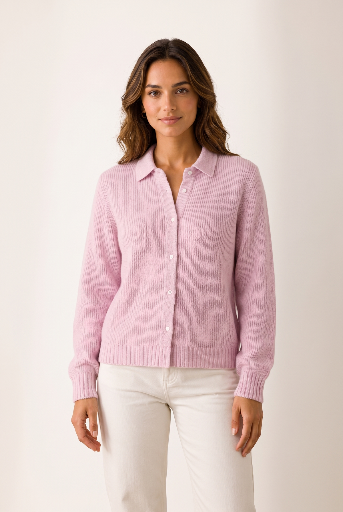 Gina Women's Classic Knitted Button Cardigan, on model