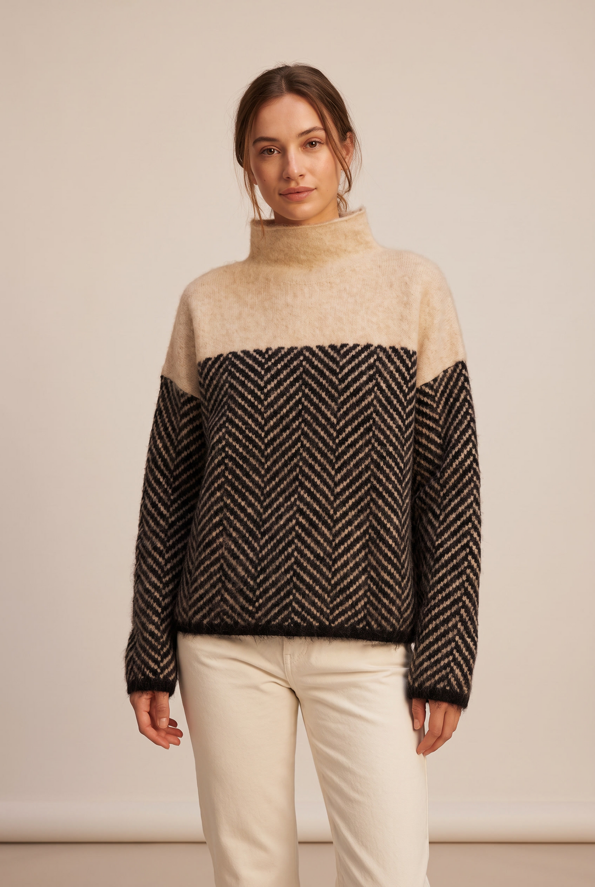 Solana Women's Knit Turtleneck Long Sleeve Knit Sweater, on model