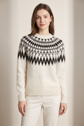 Isabella Women's Crew Neck Knit Relaxed Fit Knit Sweater, on model