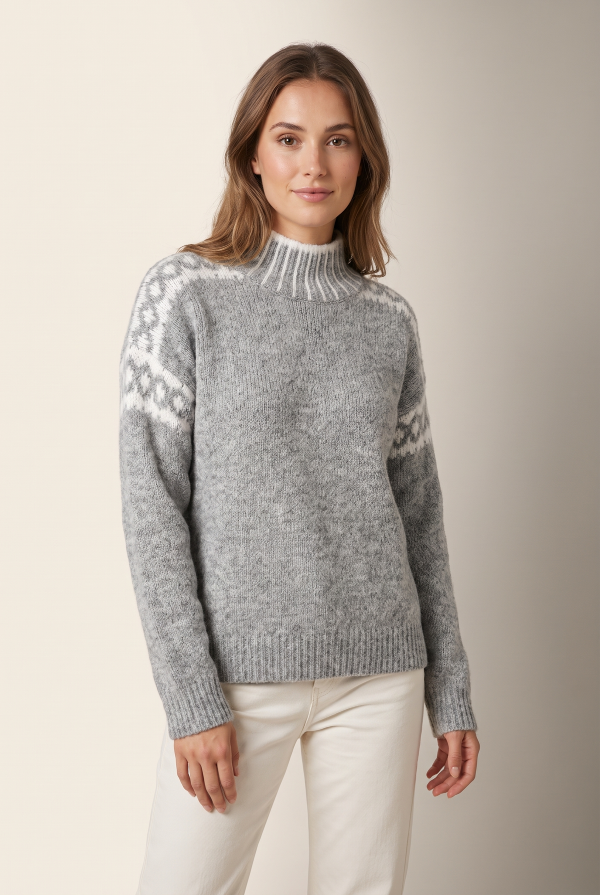 Megan Women's Classic with Relaxed Fit and Soft Texture Sweater, on model