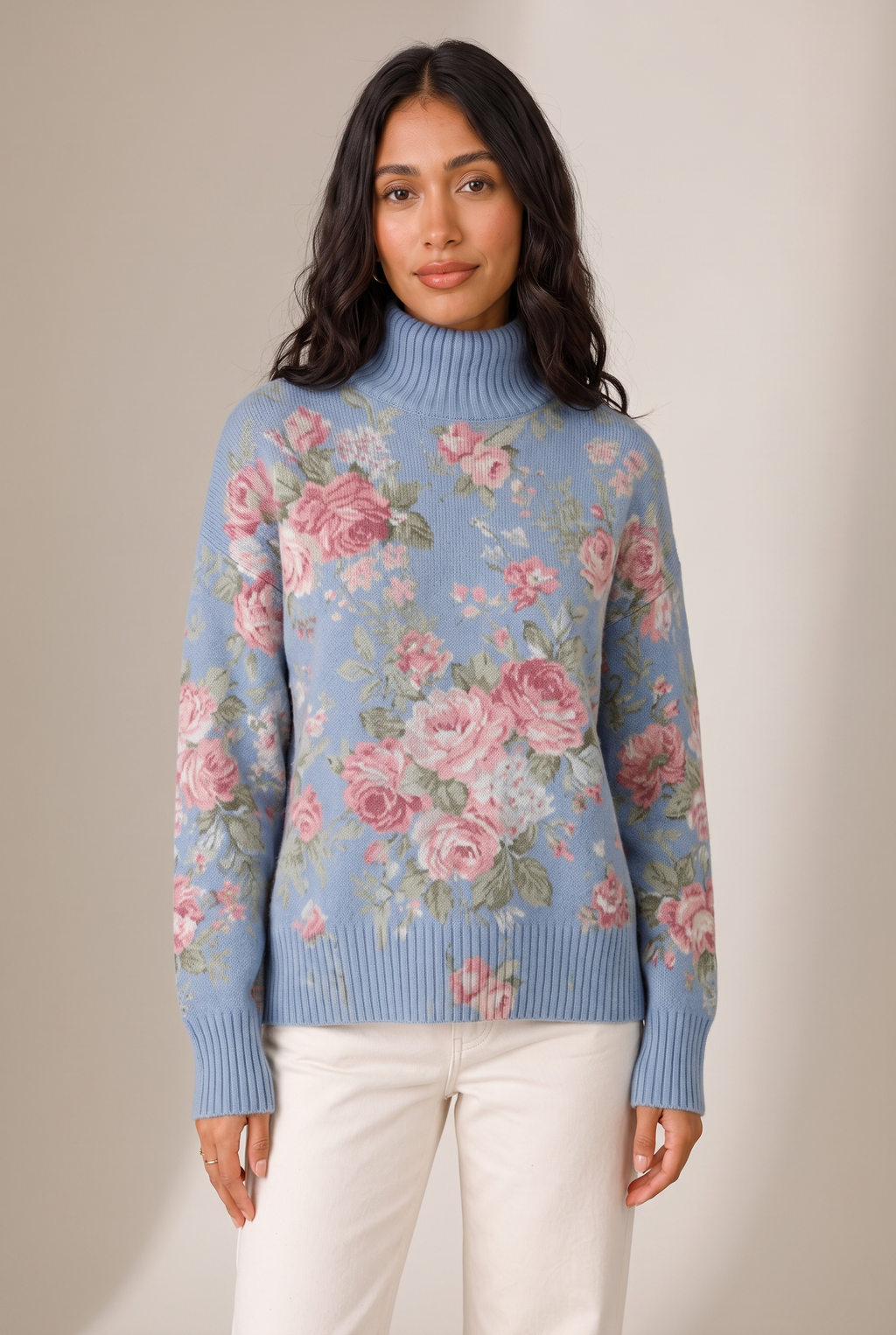 Women's Cold Season Turtleneck Everyday Shirt, on model