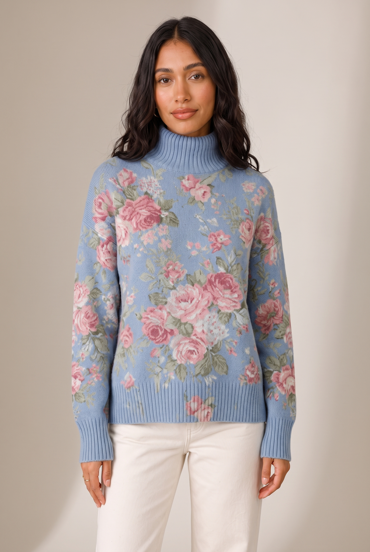Women's Cold Season Turtleneck Everyday Shirt, on model