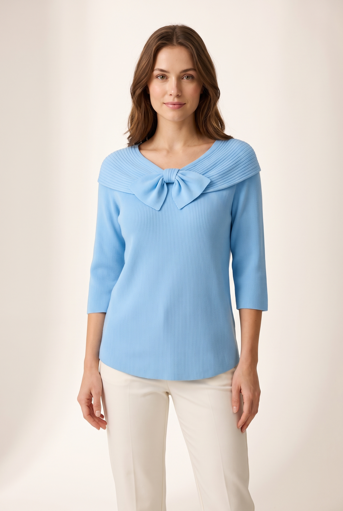 Charlotte Women's Winter Knit Round Neckline Sweater, on model