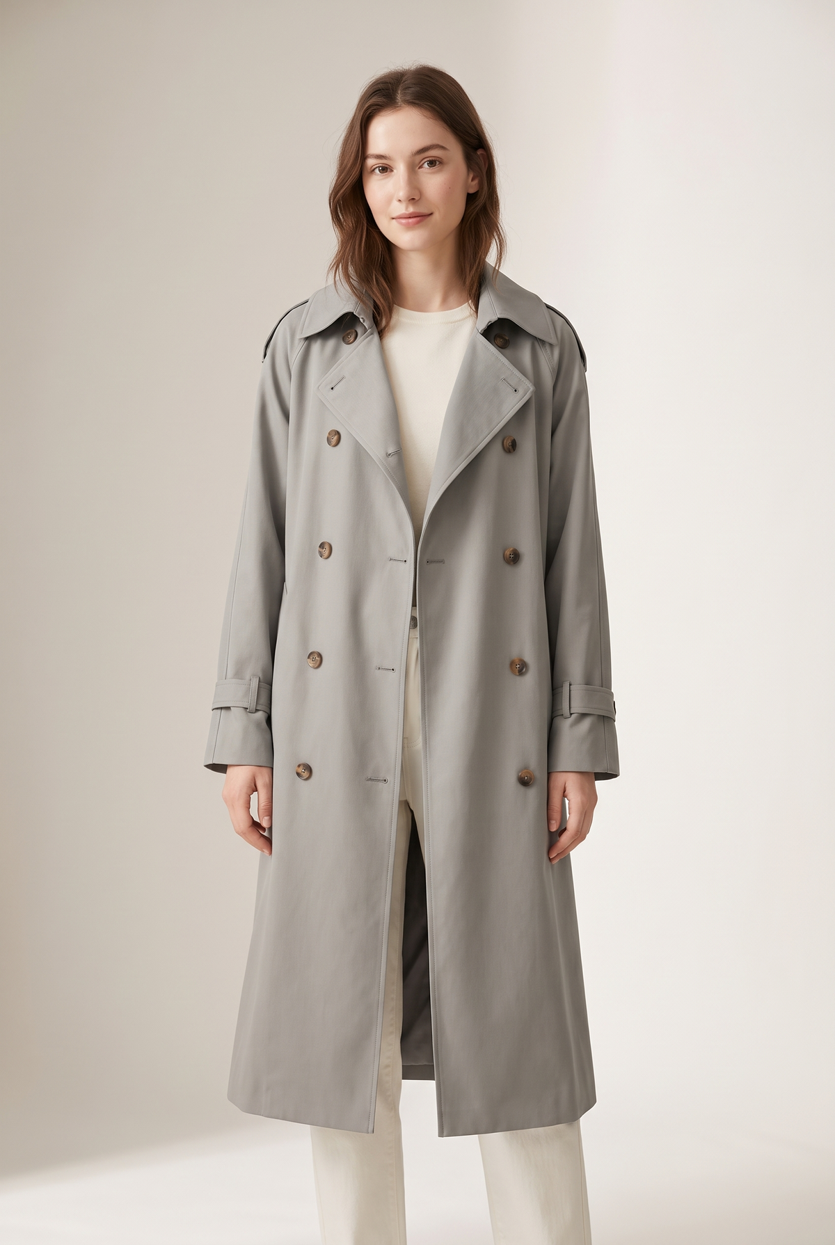 Women's Trench Jacket Double-Breasted, on model