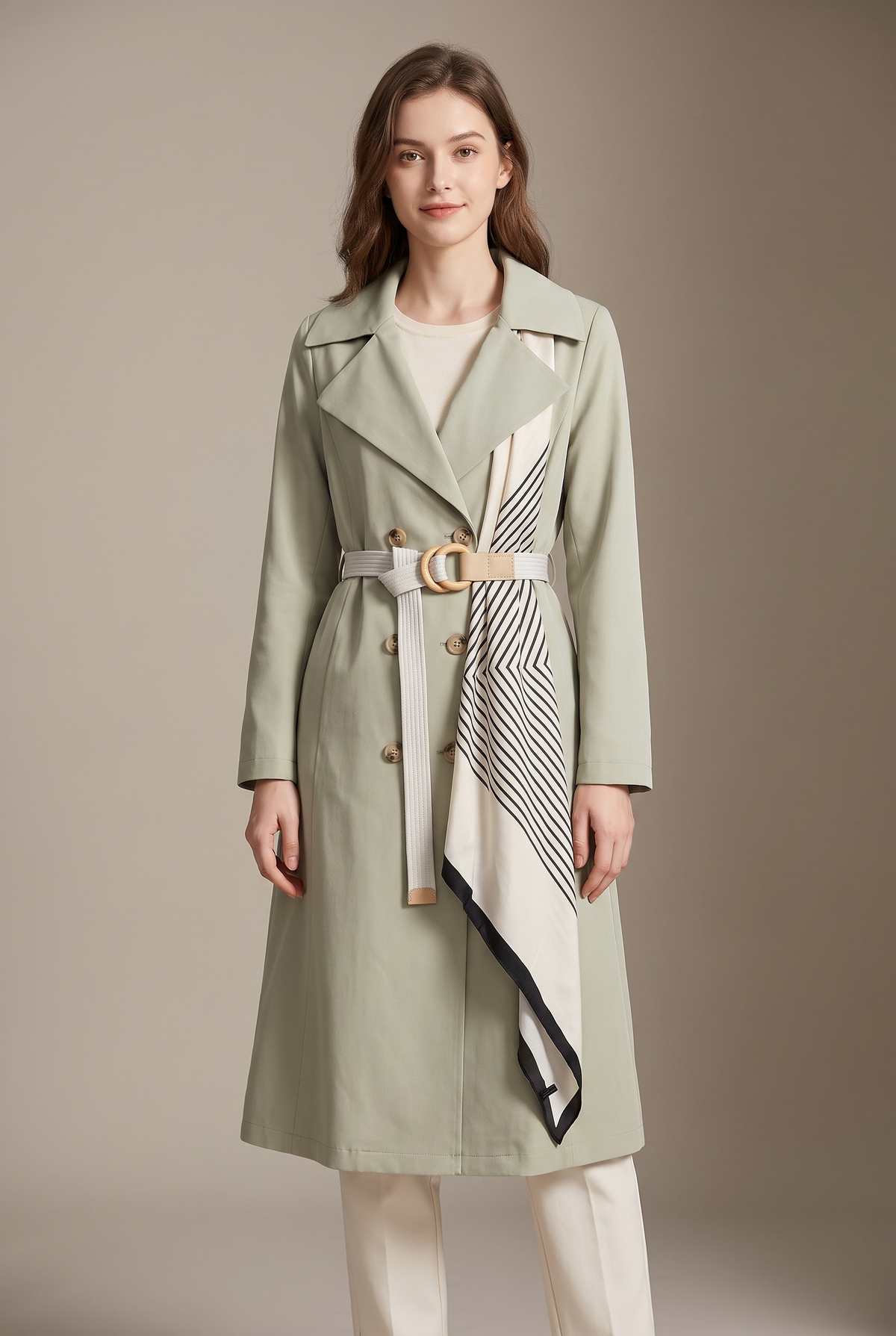 Women's Trench Jacket Belted Classic, on model