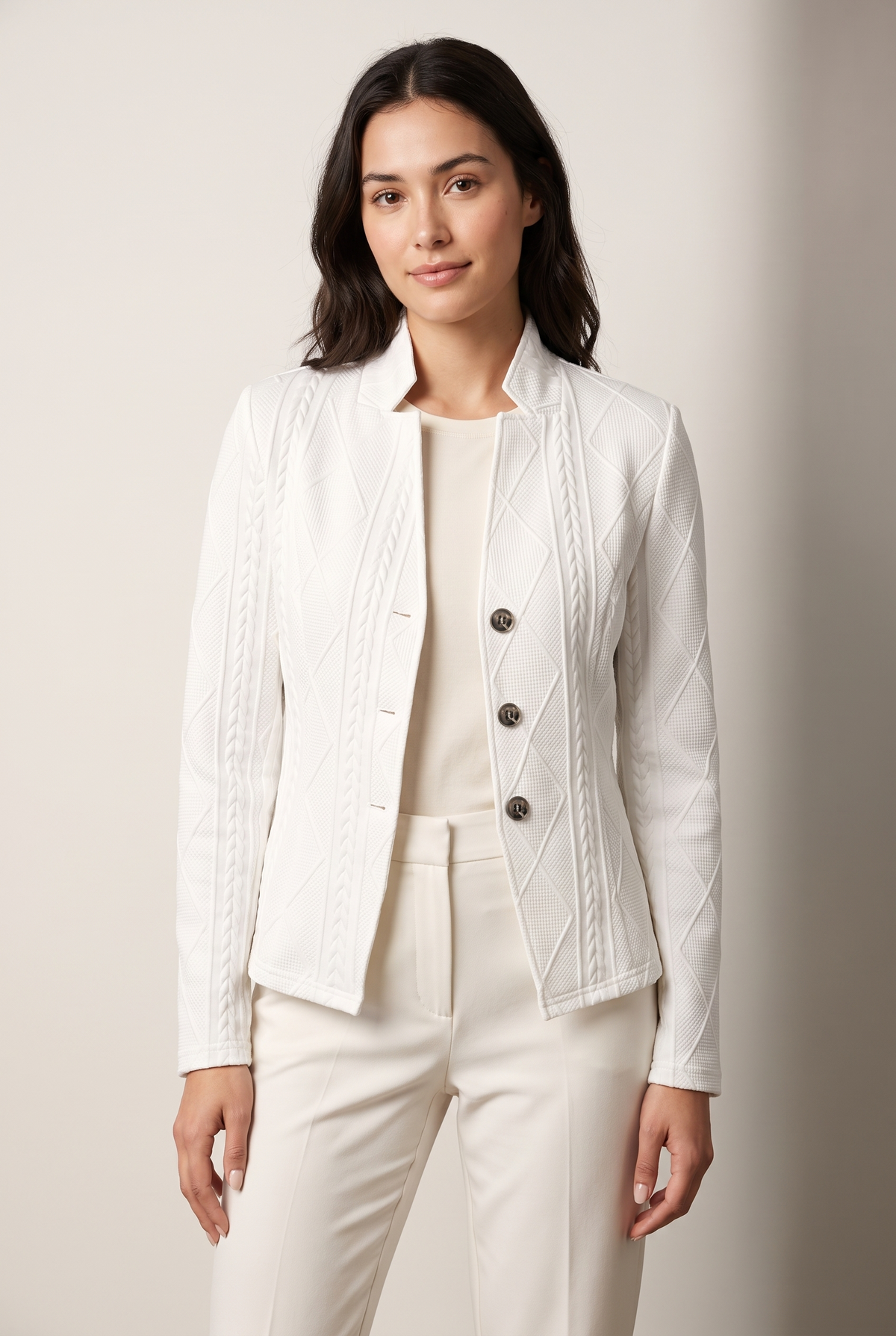 Linda Women's Structured Textured Tailored Jacket, on model