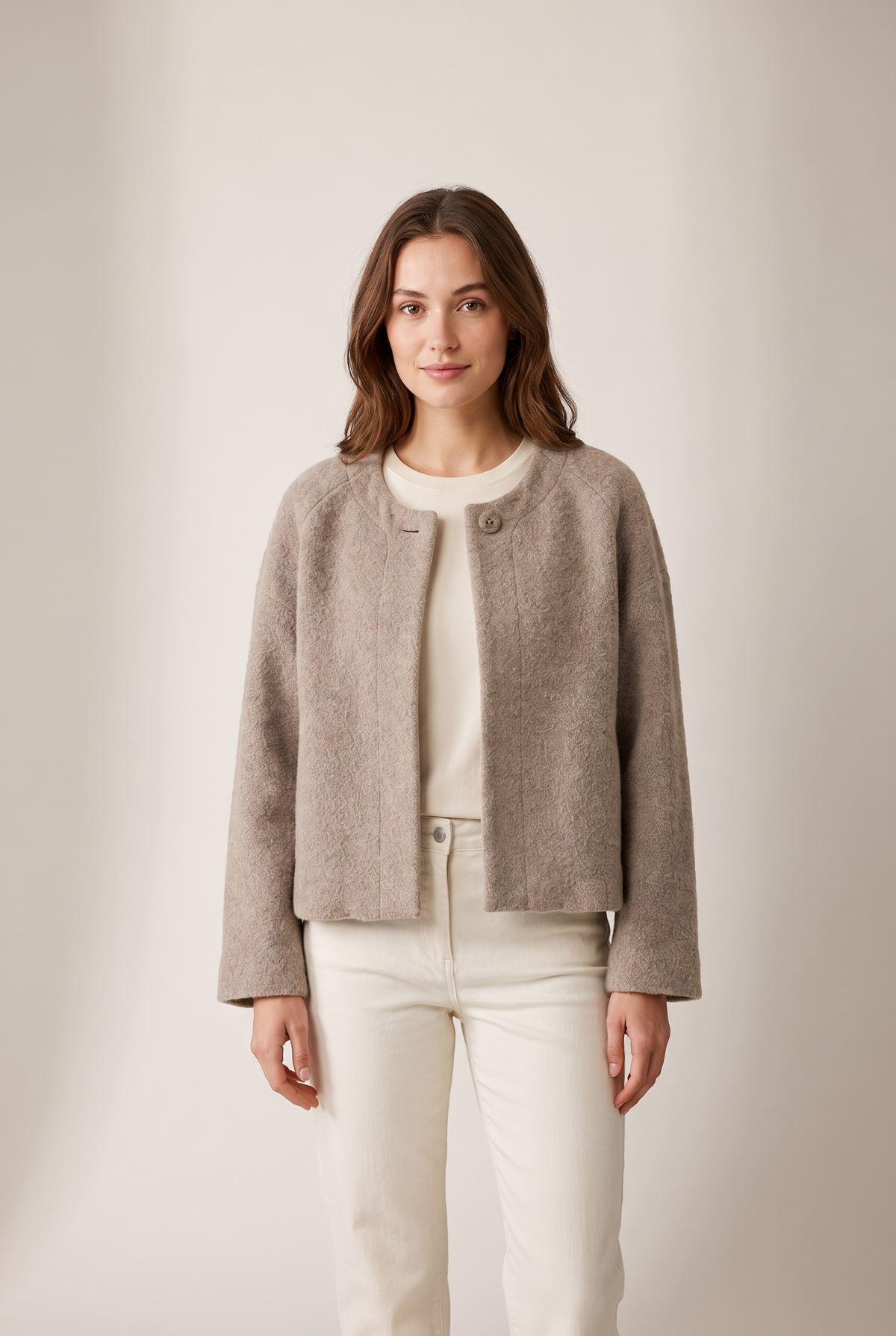 Fiona Women's Relaxed Cropped Winter Jacket, on model