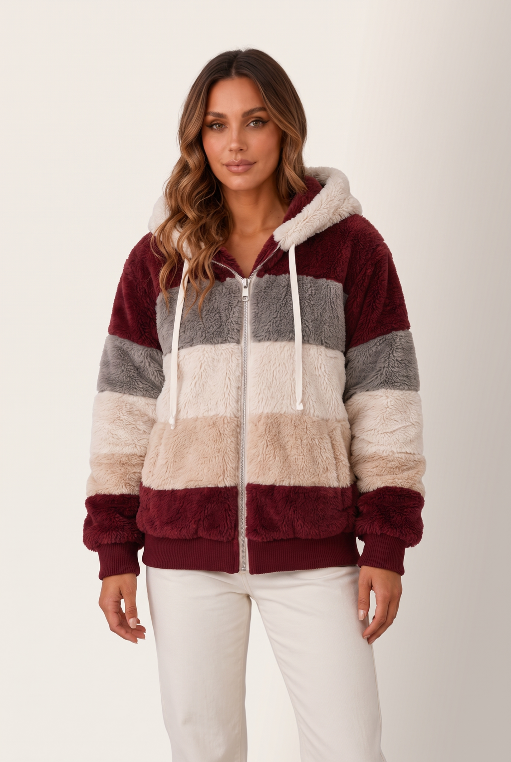 Ruby Women's Winter Sherpa Zip-Up Jacket, on model