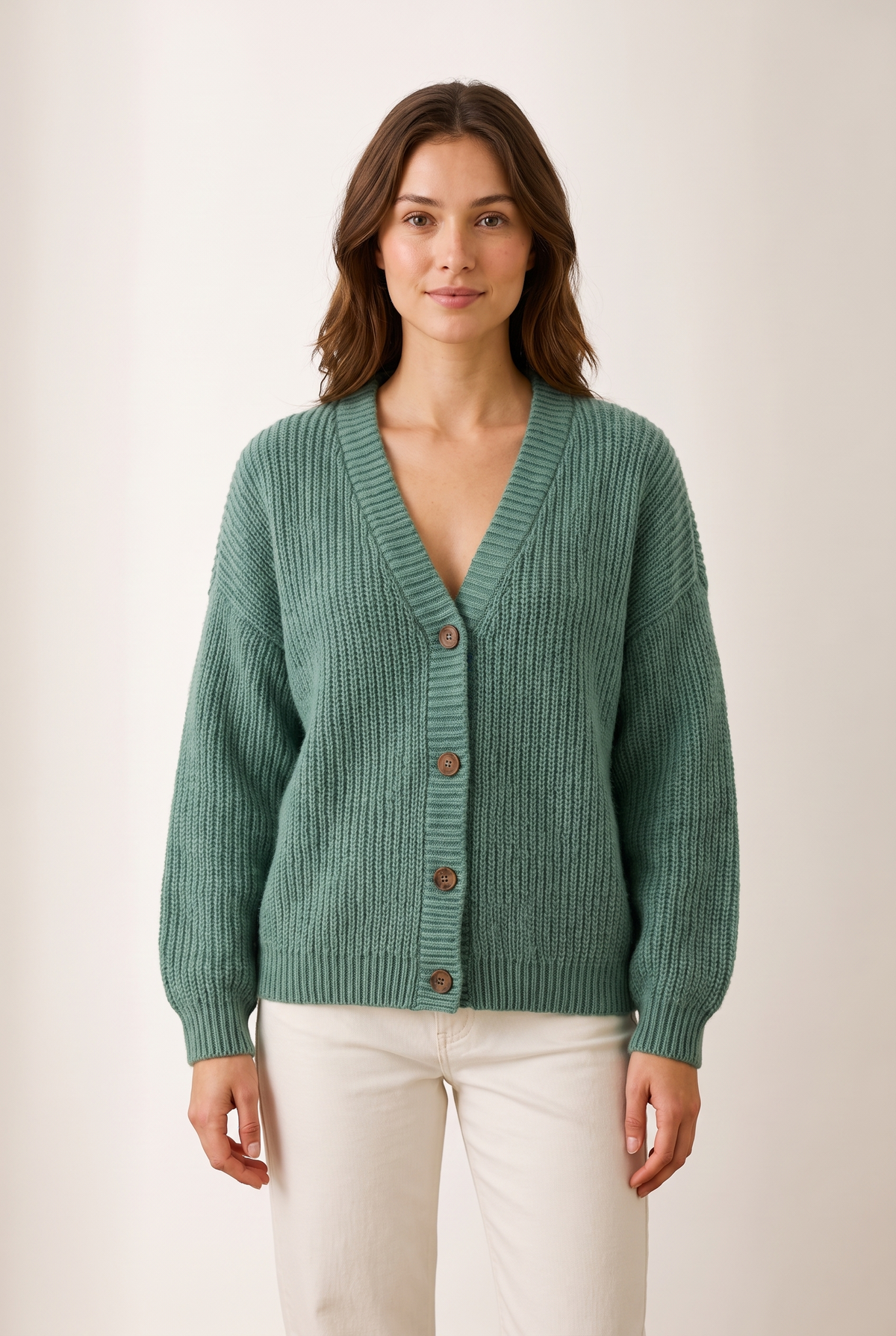 Sienna Women's Relaxed Chunky Knit Cardigan, on model