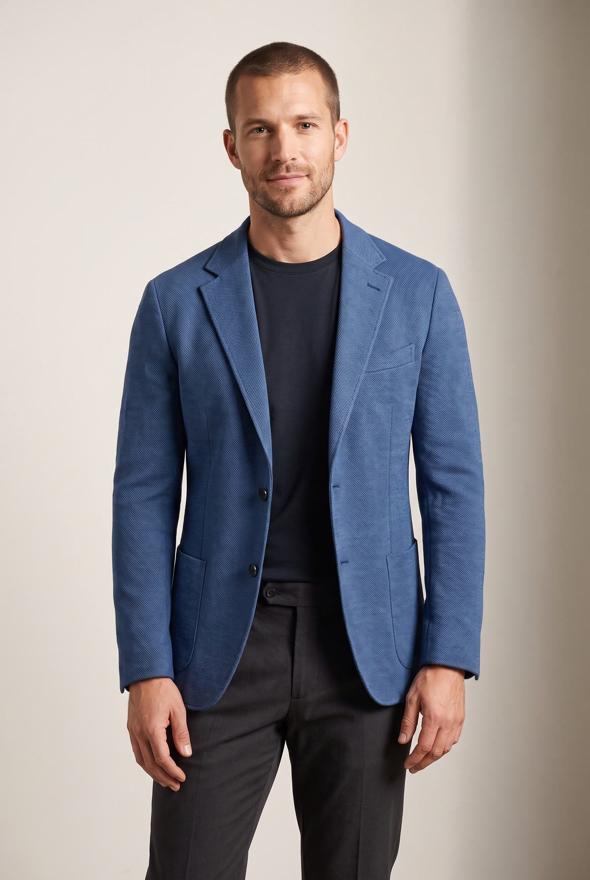 Ryan Men's Knit Classic Notch Blazer, on model