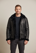 Asher Men's Zip-up Design Lining High Collar Jacket, on model