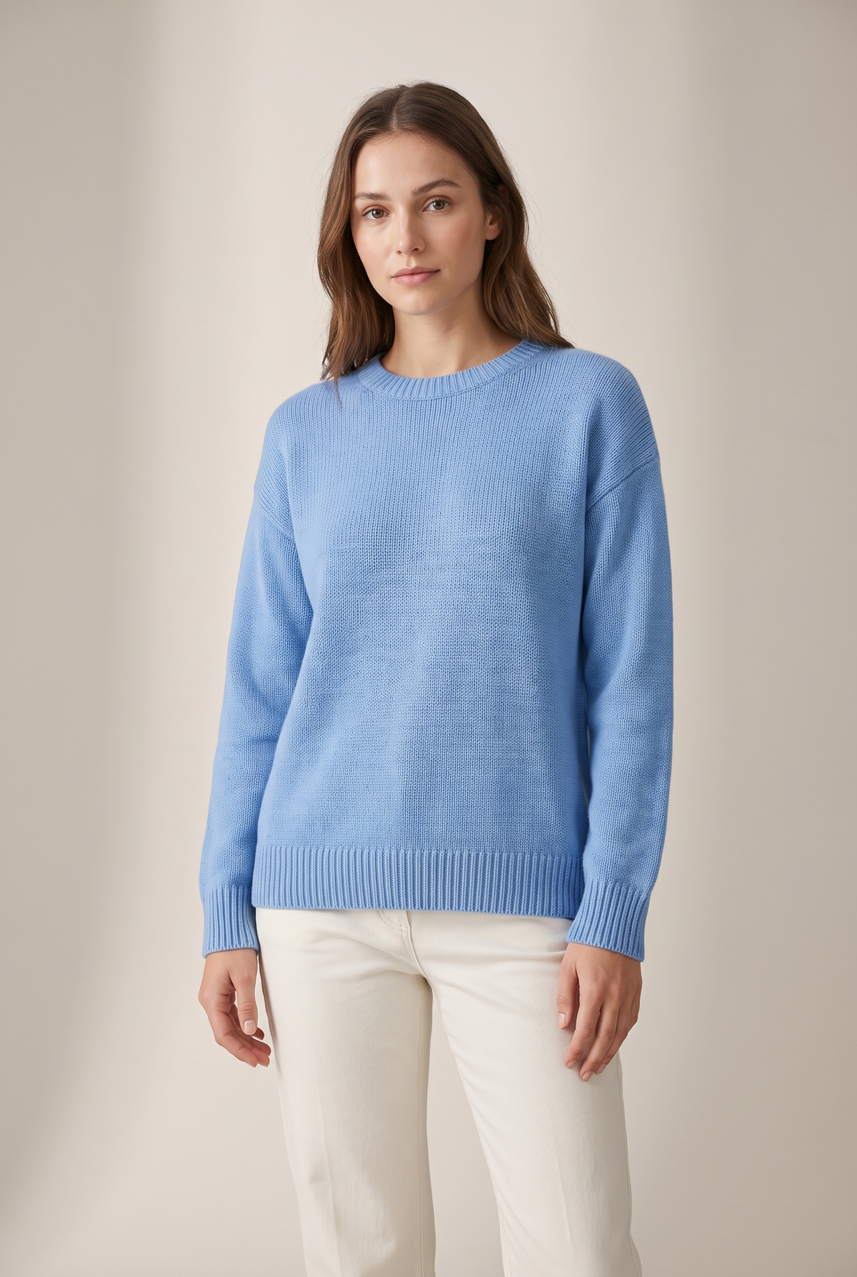 Women's Long Sleeves Everyday Silhouette Sweater in Light Blue, on model
