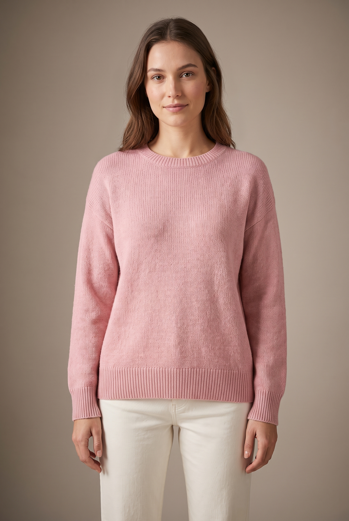 Women's Long Sleeves Everyday Silhouette Sweater in Pink, on model