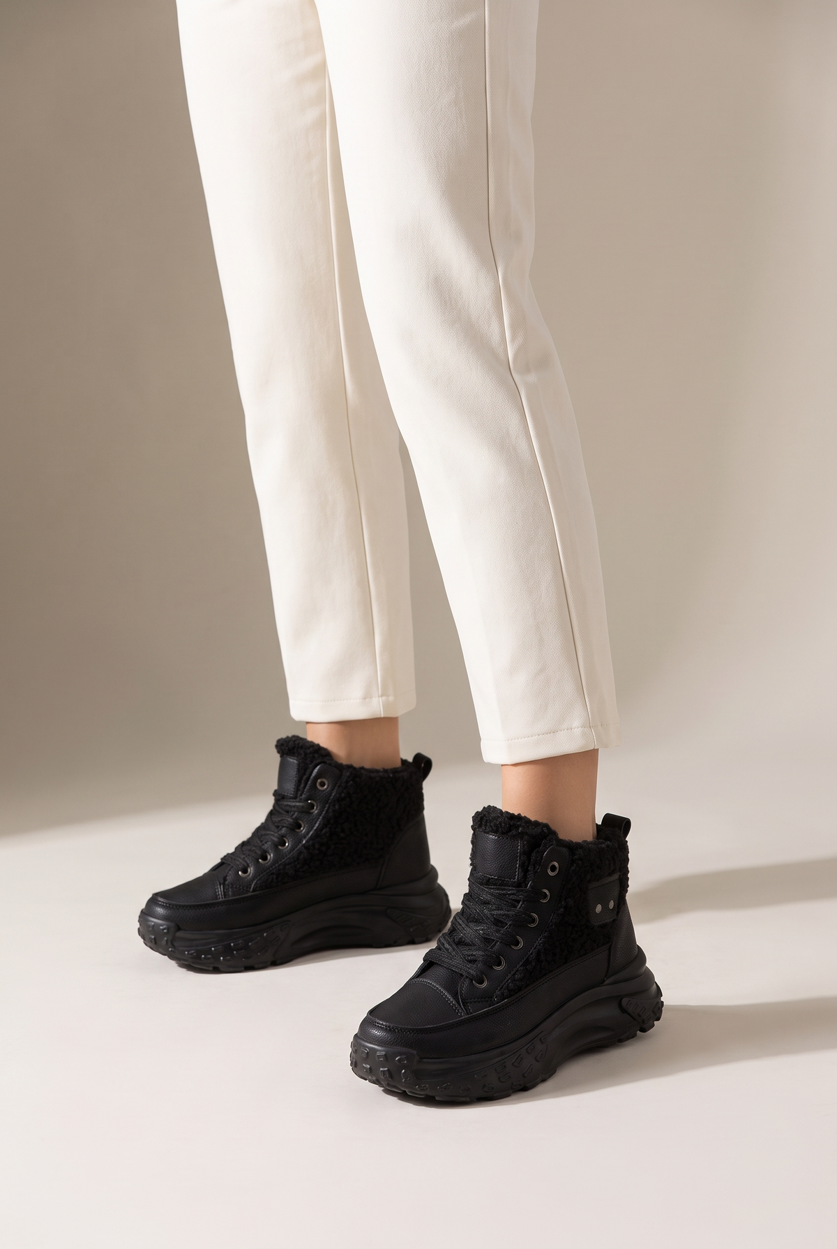 Vicky Women's Winter Ankle Boots in Black, on model