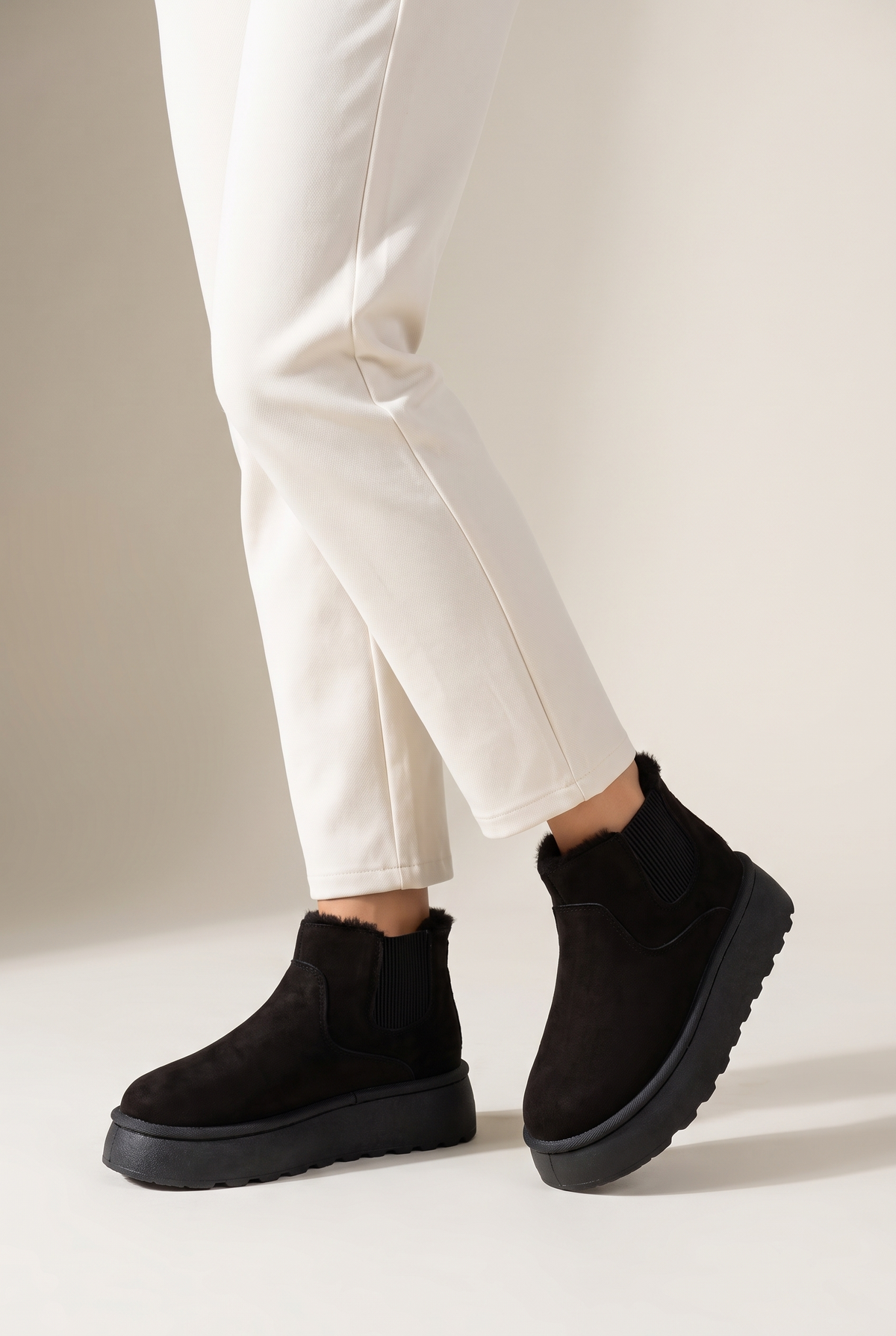 Tina Women's Warm with Insulated Lining and Durable Sole Winter Boots in Black, on model