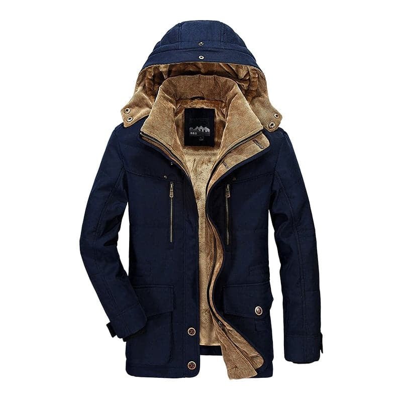 Men's Zip-Up Winter Coat with Hooded Neckline, front view