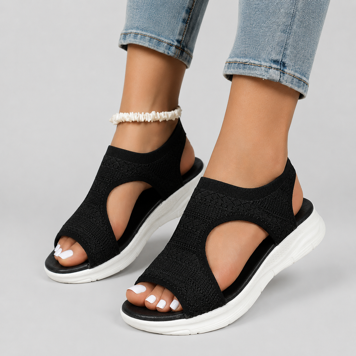 Maya Women's Comfortable Open Toe Walking Sandals, close-up detail