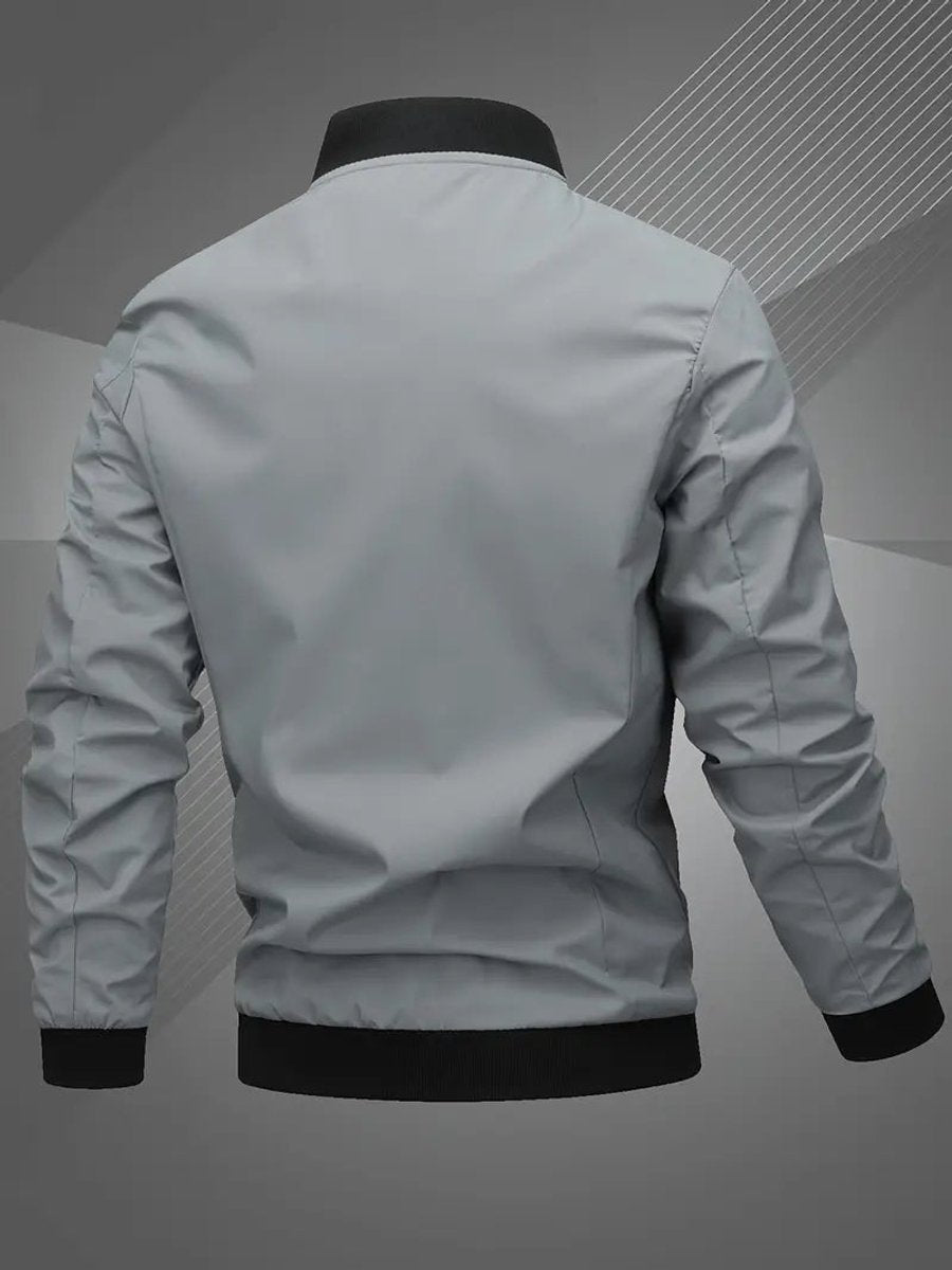 Lucas Men's Ribbed Collar Zip-Up Bomber Jacket, front view