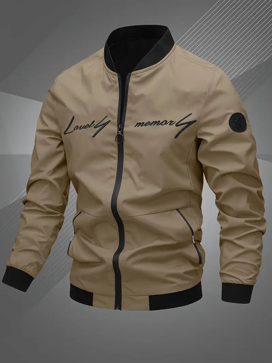 Lucas Men's Ribbed Collar Zip-Up Bomber Jacket, view 10