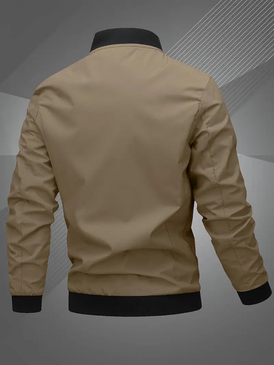 Lucas Men's Ribbed Collar Zip-Up Bomber Jacket, view 11