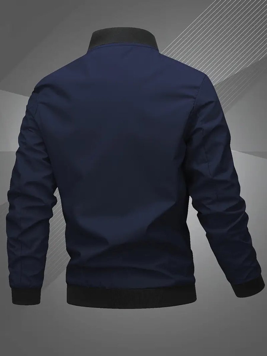 Lucas Men's Ribbed Collar Zip-Up Bomber Jacket, view 13