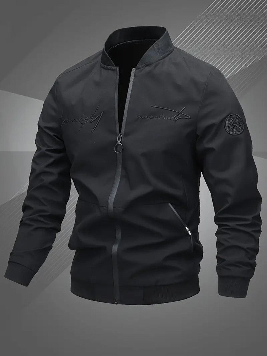 Lucas Men's Ribbed Collar Zip-Up Bomber Jacket, side view