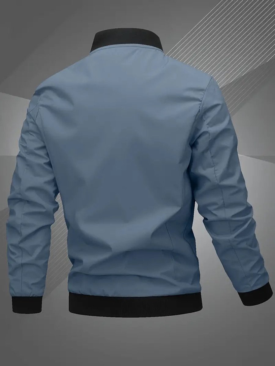 Lucas Men's Ribbed Collar Zip-Up Bomber Jacket, view 9