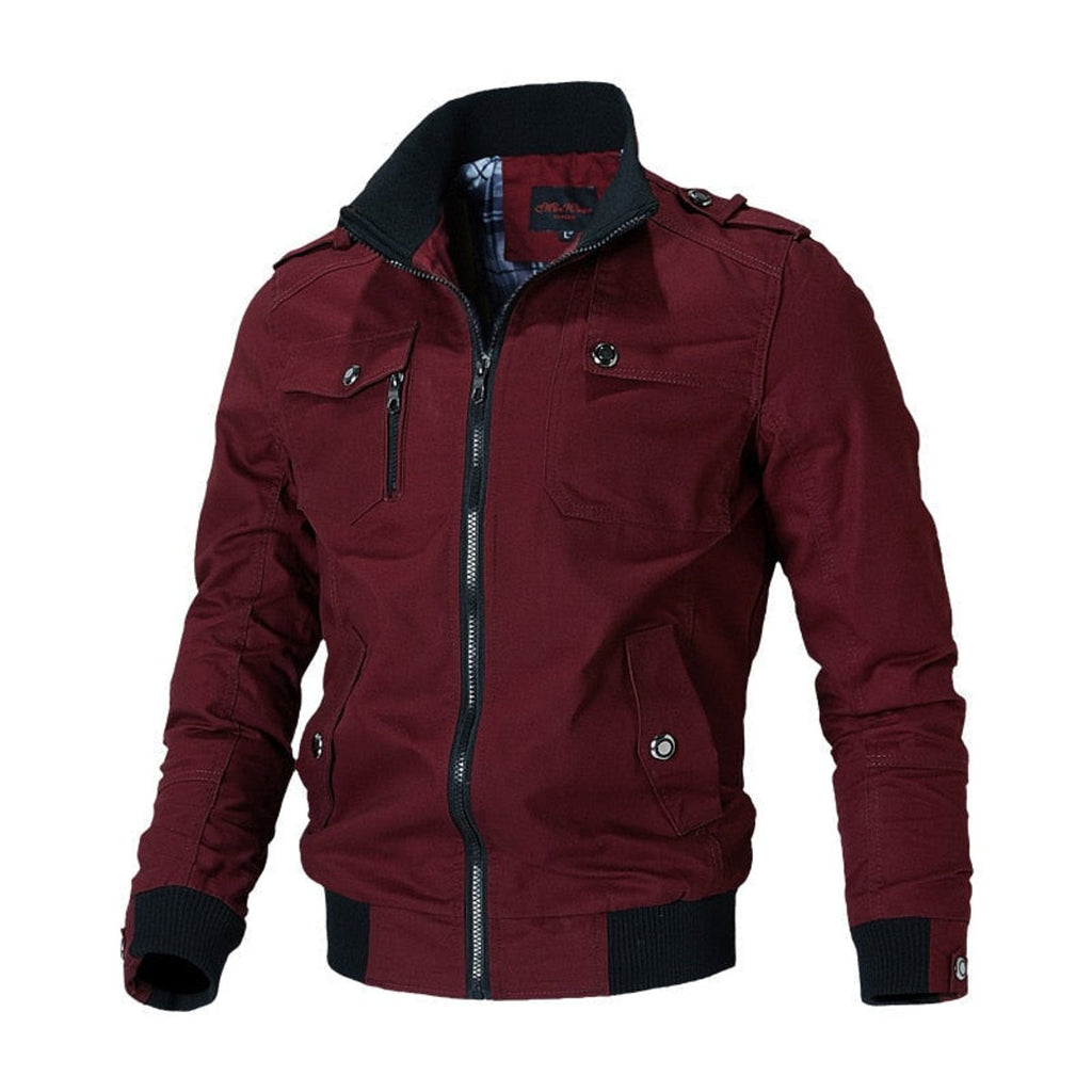 Elijah Men's Multiple Pockets Military-Inspired Details Bomber Jacket, close-up detail