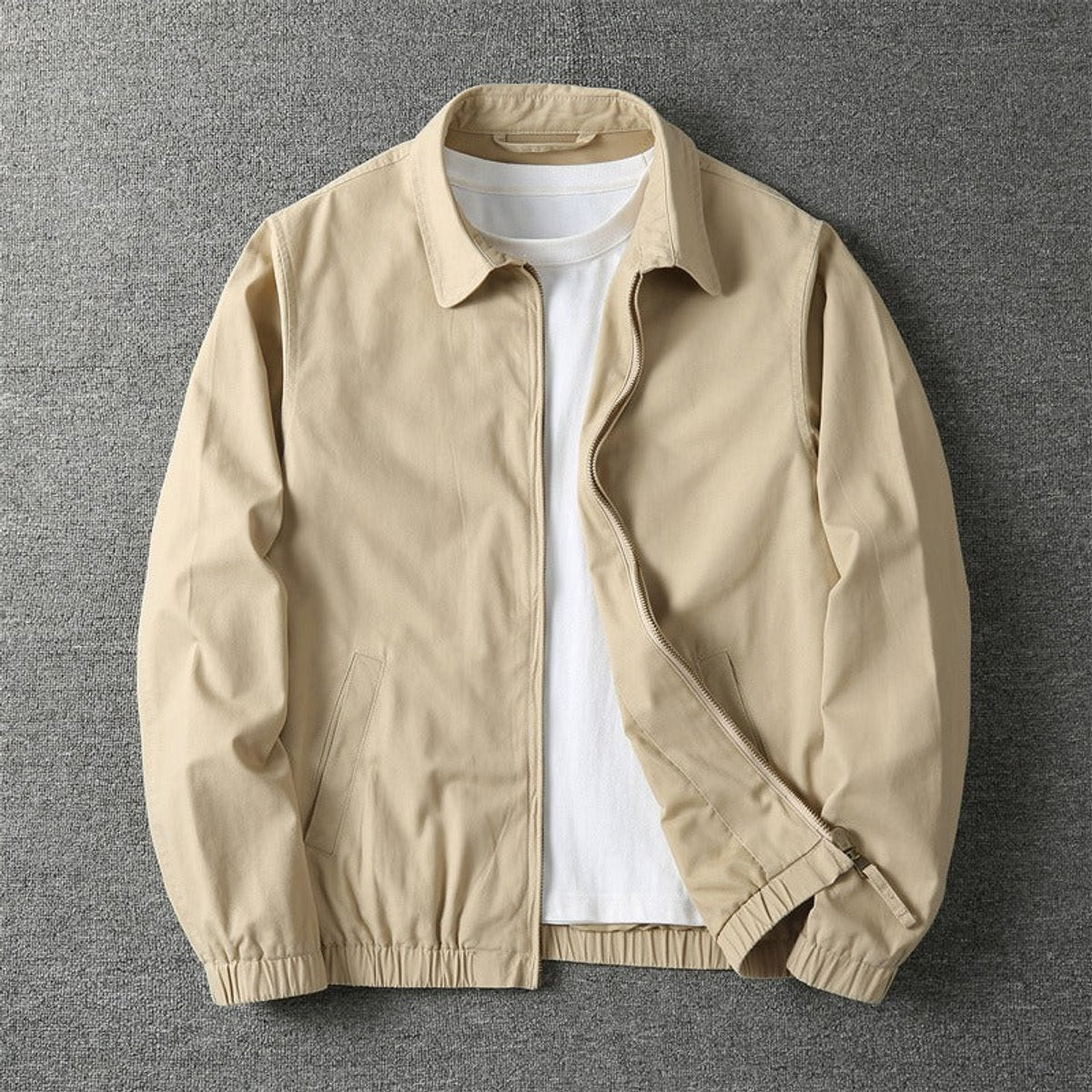 Lucas Men's Clean Zip Elasticated Cuffs Bomber Jacket, front view