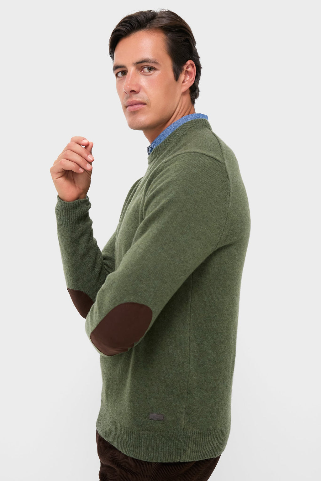 Men's Olive Crew Neck Sweater