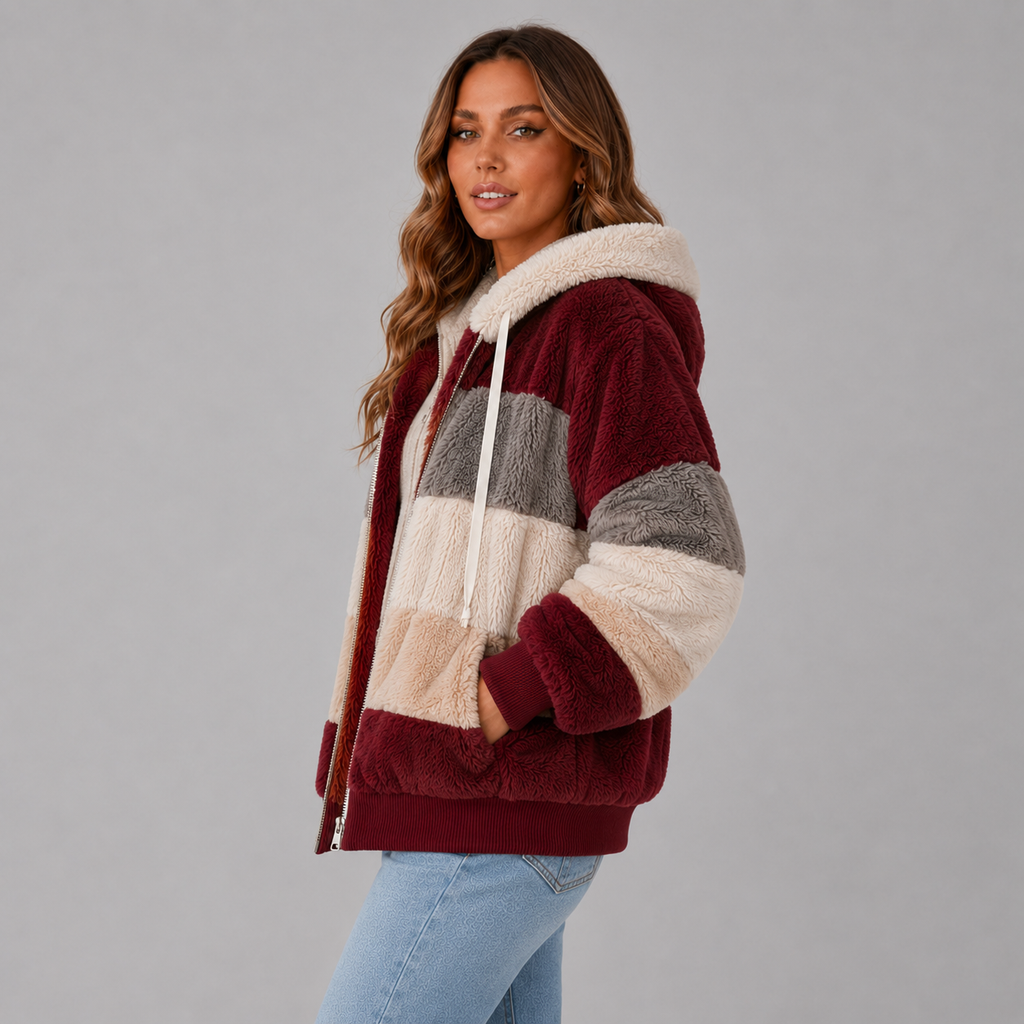 Ruby Women's Winter Sherpa Zip-Up Jacket, side view