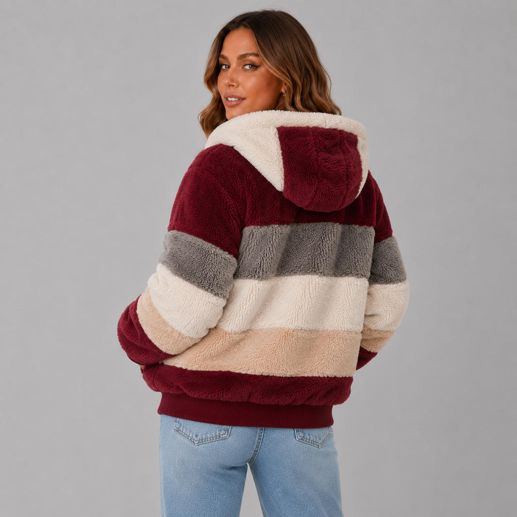 Ruby Women's Winter Sherpa Zip-Up Jacket, back view