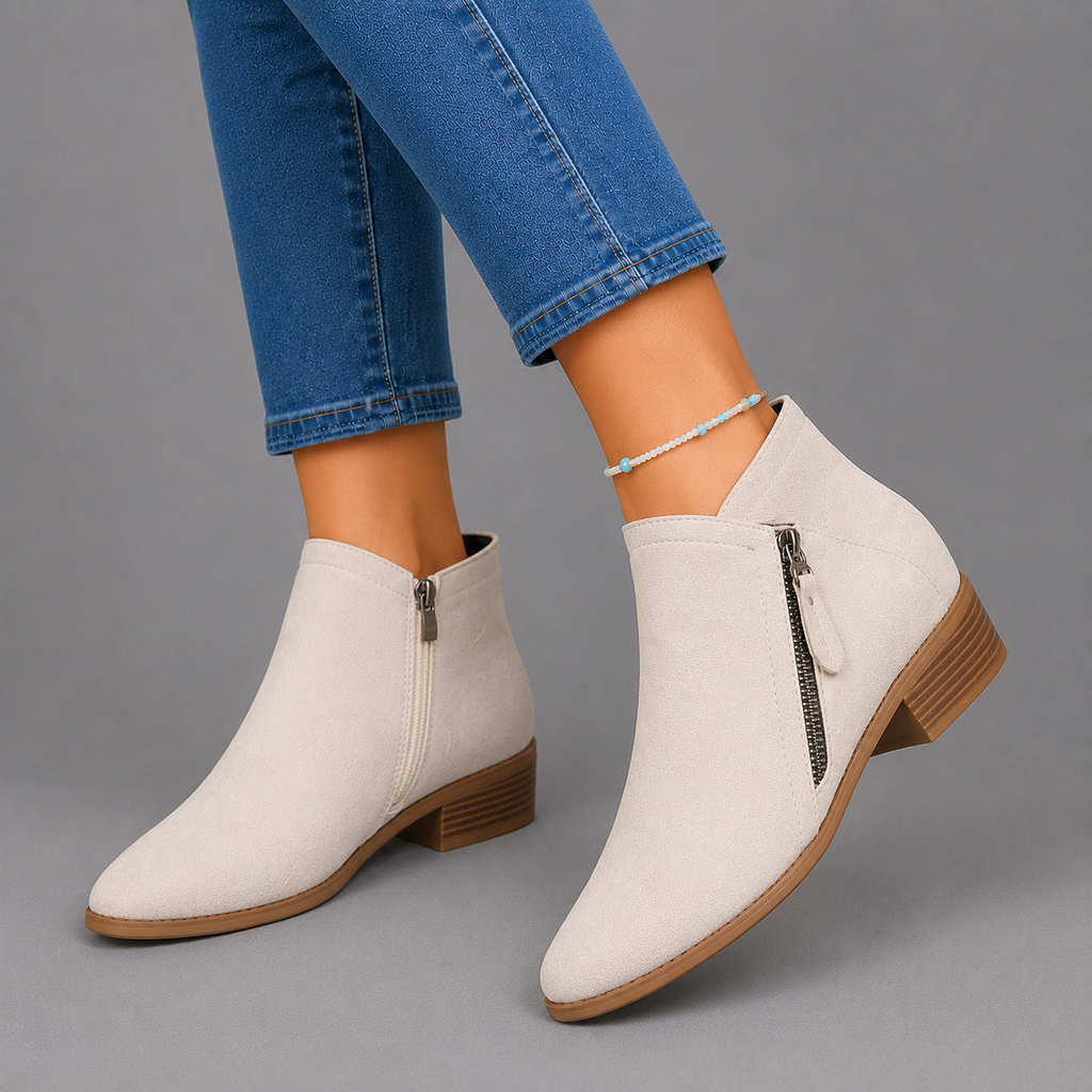 Sophie Women's Faux Suede Low-Heel Side-Zip Chelsea Boots, view 9