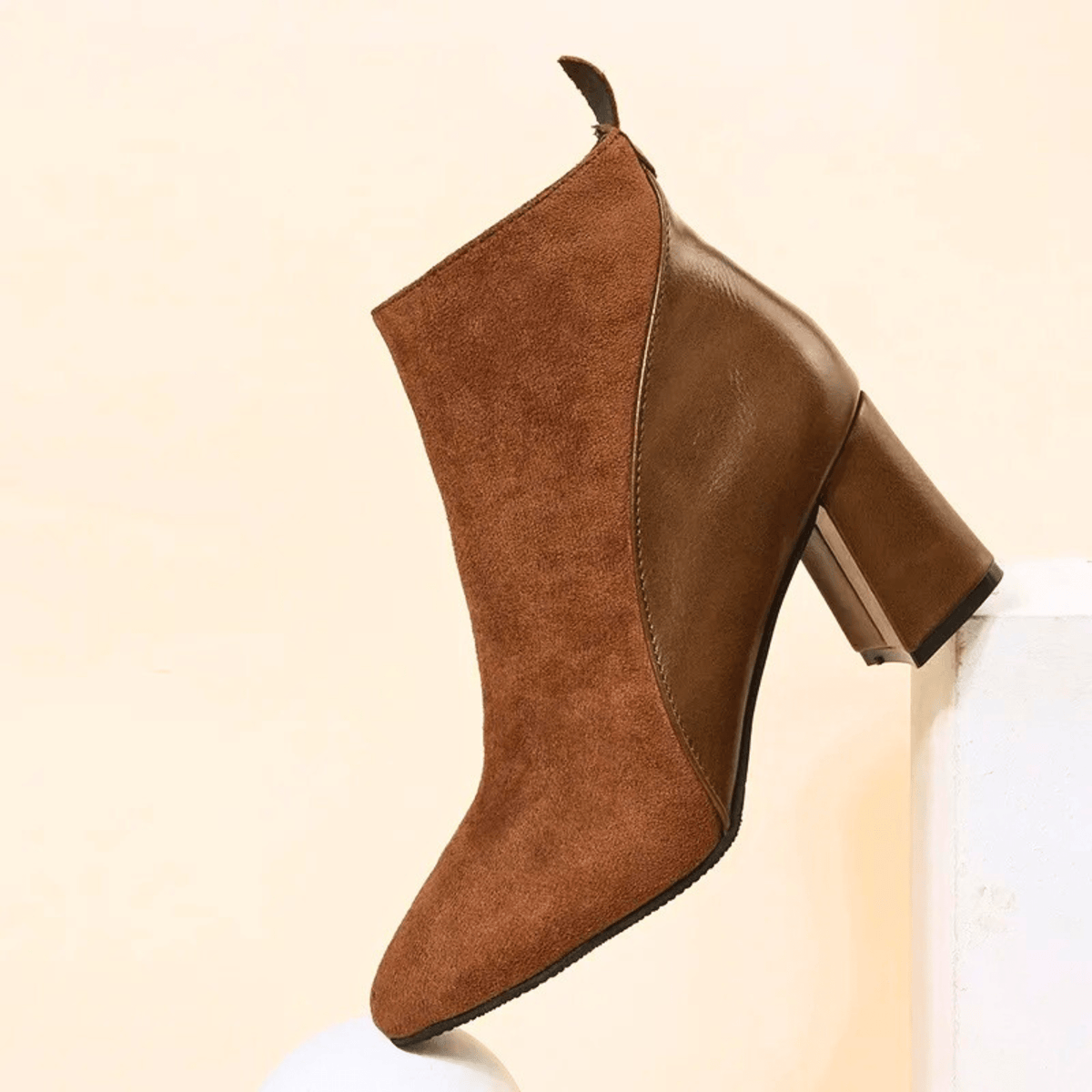 Emma Women's Side-Zip Faux Suede Texture Ankle Boots, back view