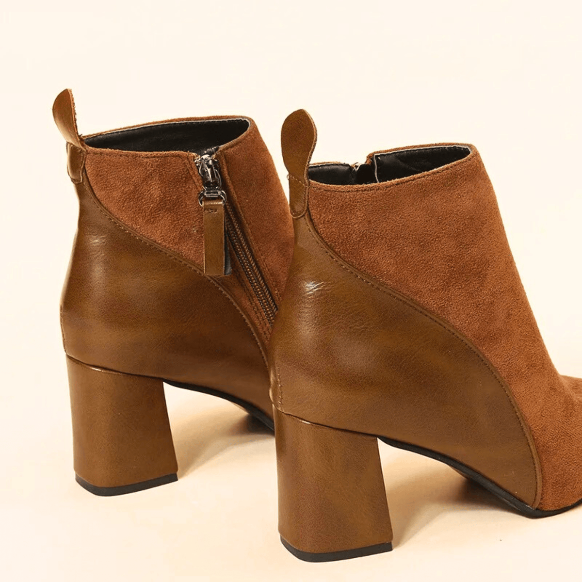 Emma Women's Side-Zip Faux Suede Texture Ankle Boots, close-up detail