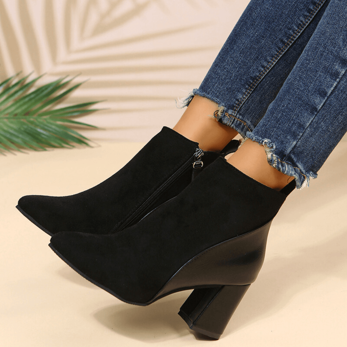 Emma Women's Side-Zip Faux Suede Texture Ankle Boots, view 11