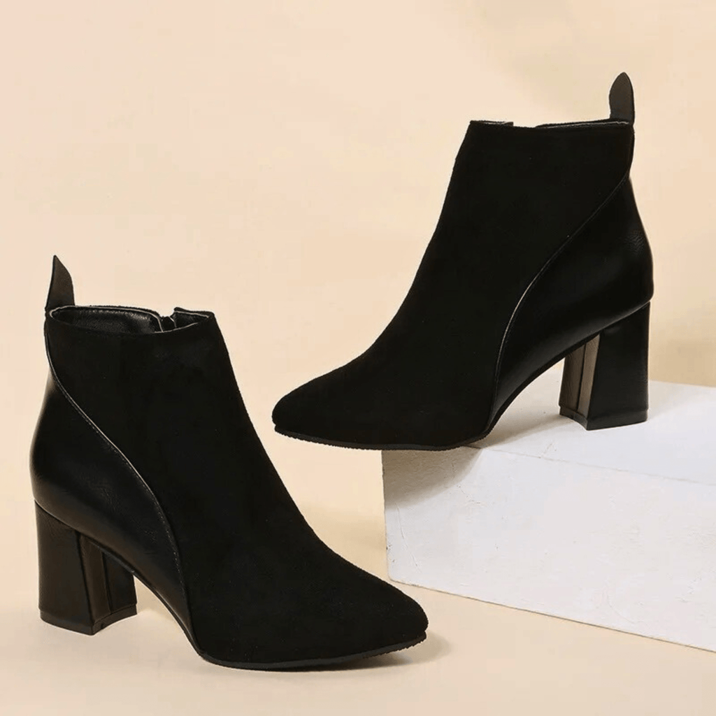 Emma Women's Side-Zip Faux Suede Texture Ankle Boots, side view