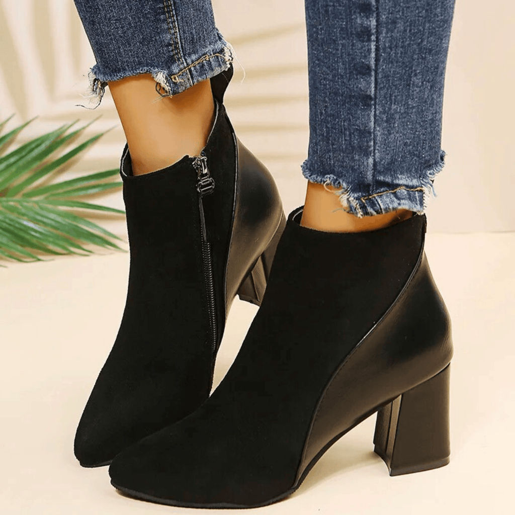 Emma Women's Side-Zip Faux Suede Texture Ankle Boots, view 10