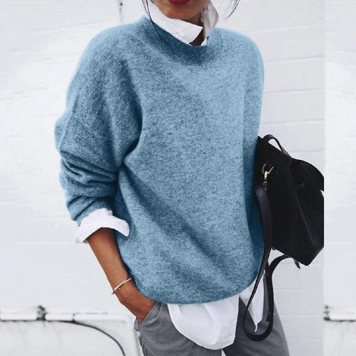 Women's Oversized Knit Cozy Feel Layering Piece Sweater, front view