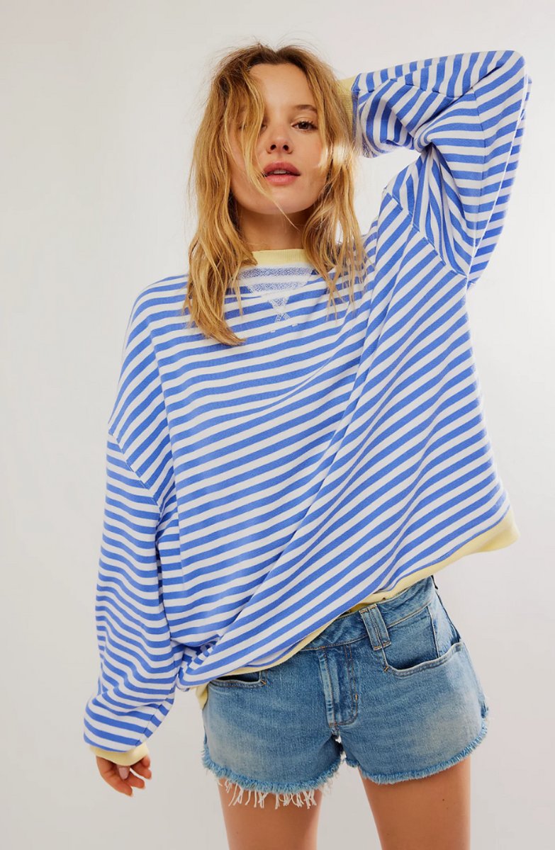 Women's Striped Oversized Fit Sweater, front view
