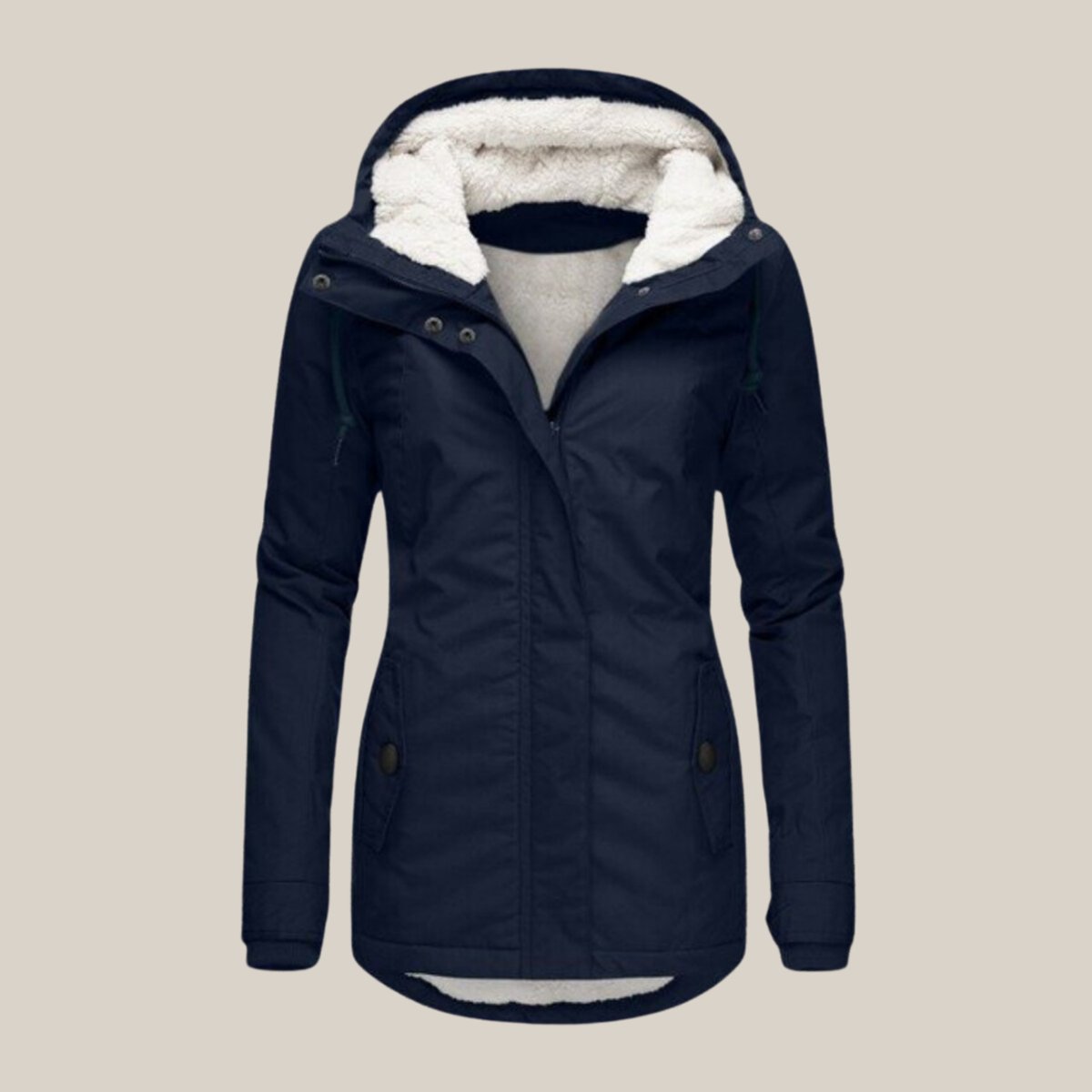 Women's Quilted Jacket Sherpa-Lined Hooded, front view